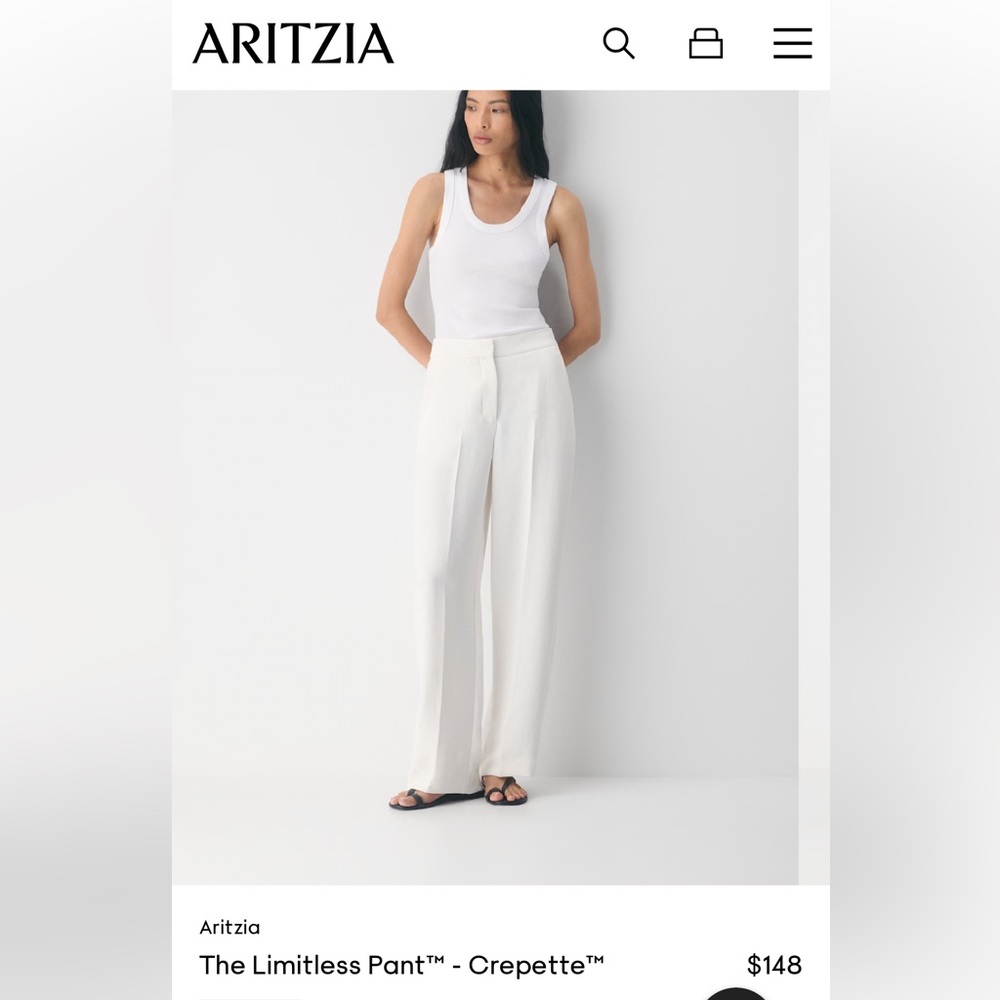 Aritzia Limitless Pant Crepette Light Birch, size 4